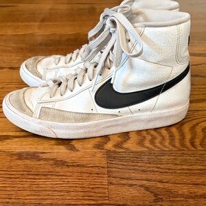 Nike kids white and black high top sneakers
